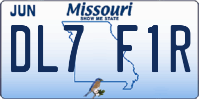 MO license plate DL7F1R