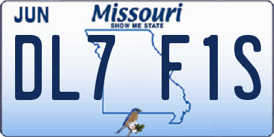 MO license plate DL7F1S