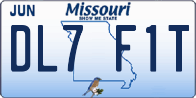 MO license plate DL7F1T