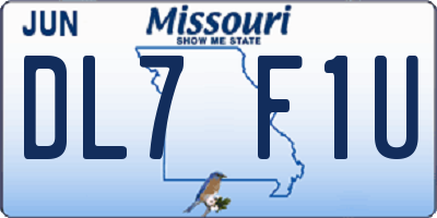MO license plate DL7F1U