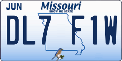 MO license plate DL7F1W