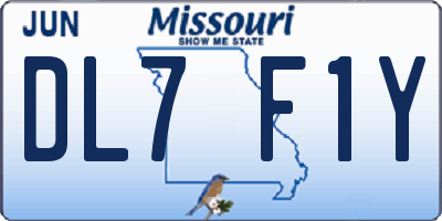 MO license plate DL7F1Y