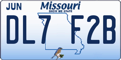 MO license plate DL7F2B