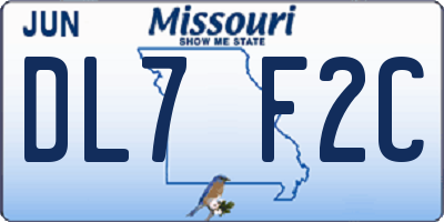 MO license plate DL7F2C