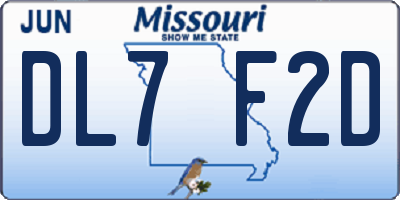 MO license plate DL7F2D