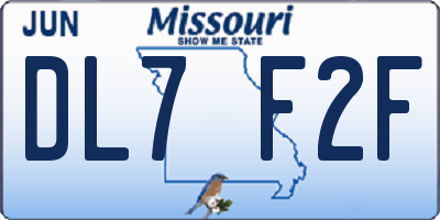 MO license plate DL7F2F
