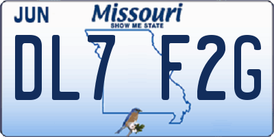 MO license plate DL7F2G