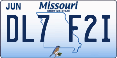 MO license plate DL7F2I