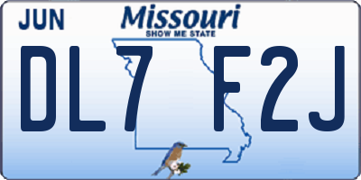 MO license plate DL7F2J