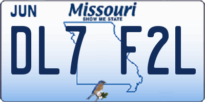MO license plate DL7F2L