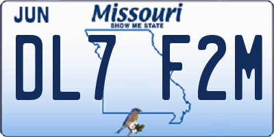MO license plate DL7F2M