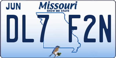 MO license plate DL7F2N