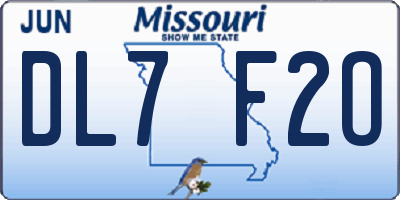 MO license plate DL7F2O
