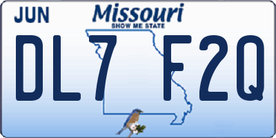 MO license plate DL7F2Q
