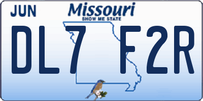 MO license plate DL7F2R
