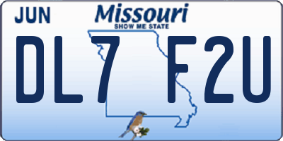 MO license plate DL7F2U