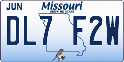 MO license plate DL7F2W