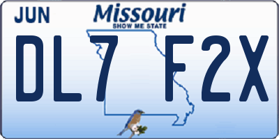 MO license plate DL7F2X