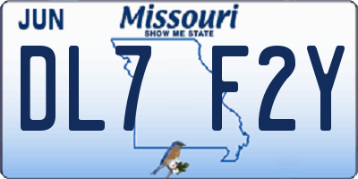 MO license plate DL7F2Y