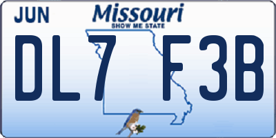 MO license plate DL7F3B