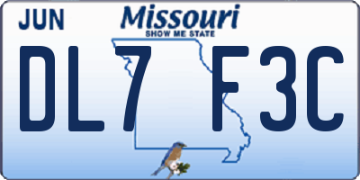 MO license plate DL7F3C