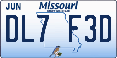 MO license plate DL7F3D