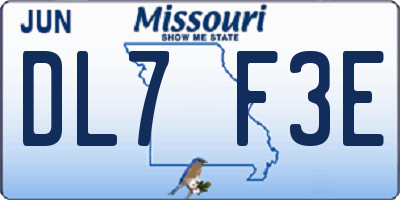 MO license plate DL7F3E