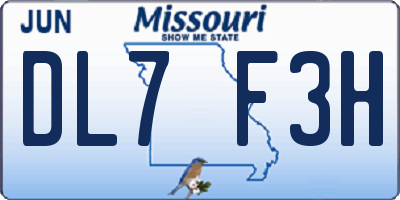 MO license plate DL7F3H