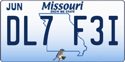 MO license plate DL7F3I