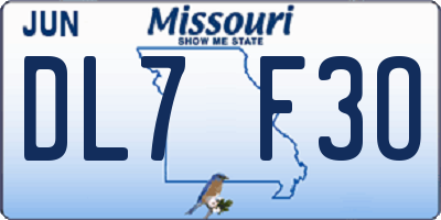 MO license plate DL7F3O