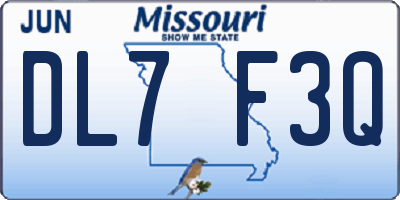 MO license plate DL7F3Q