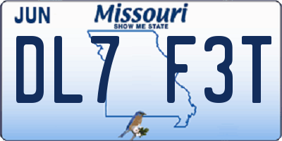 MO license plate DL7F3T