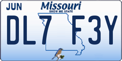 MO license plate DL7F3Y