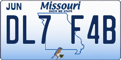 MO license plate DL7F4B