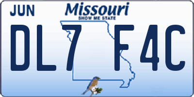 MO license plate DL7F4C