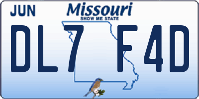 MO license plate DL7F4D