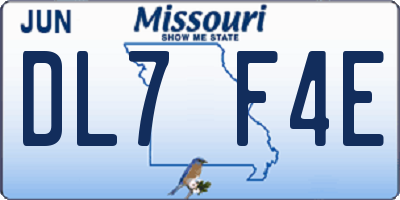 MO license plate DL7F4E
