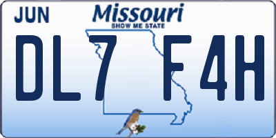 MO license plate DL7F4H