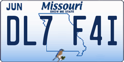 MO license plate DL7F4I