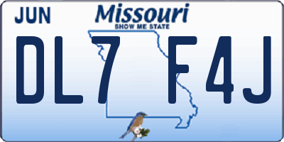 MO license plate DL7F4J