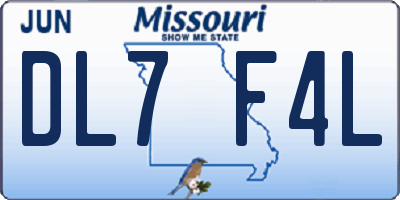 MO license plate DL7F4L