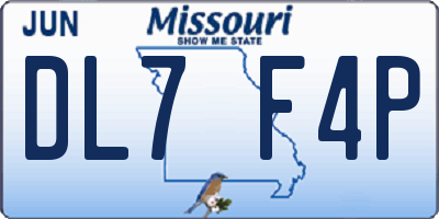 MO license plate DL7F4P