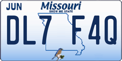 MO license plate DL7F4Q