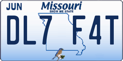 MO license plate DL7F4T