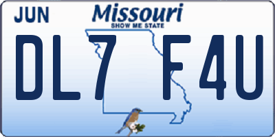 MO license plate DL7F4U