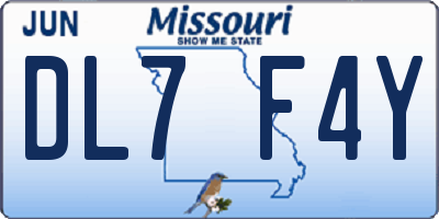 MO license plate DL7F4Y