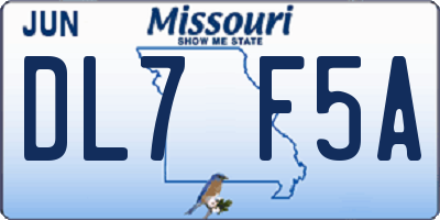 MO license plate DL7F5A