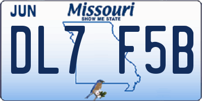 MO license plate DL7F5B