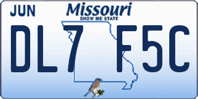 MO license plate DL7F5C