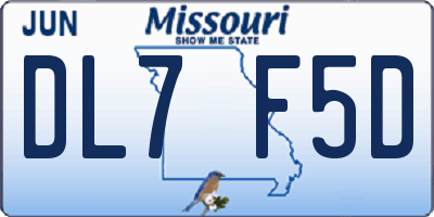MO license plate DL7F5D